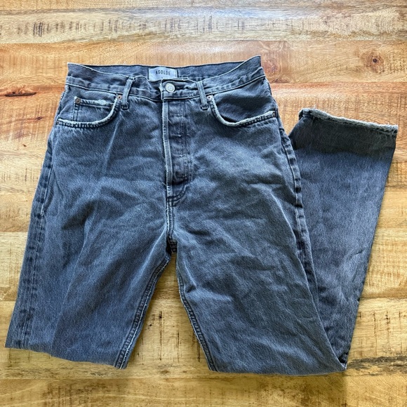 Agolde distressed faded black denim jeans straight leg women’s 4 27 - Picture 1 of 12